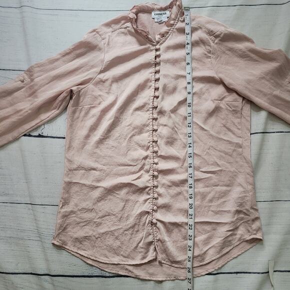 Express Size	M Slim Fit Portofino Shirt Pink Fabric Button Loop Closure Feminine - Picture 4 of 8
